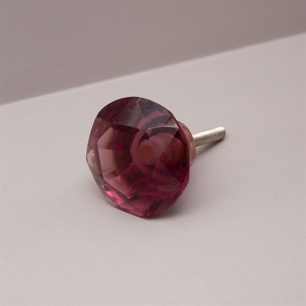 Purple glass diamond knob Large